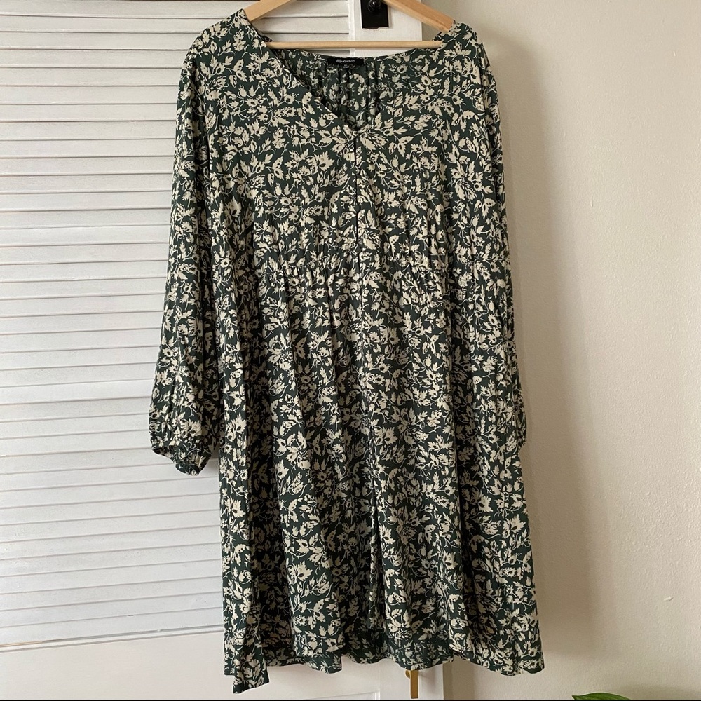 Madewell Button-Front Mini Dress in Forest Leaves